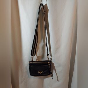 Stella & Dot Covet Black Pebbled Leather Crossbody Bag-EUC